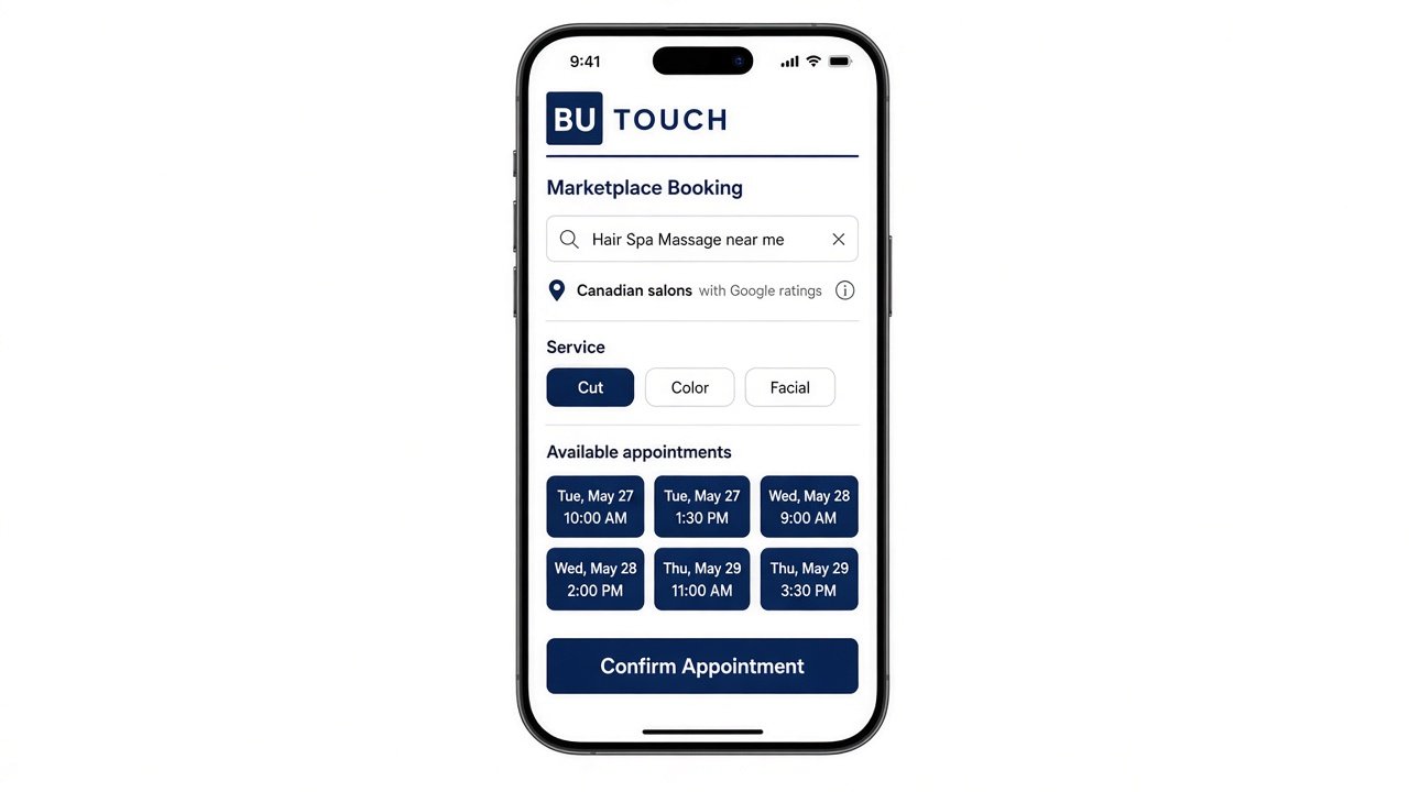 BuTouch marketplace booking screen