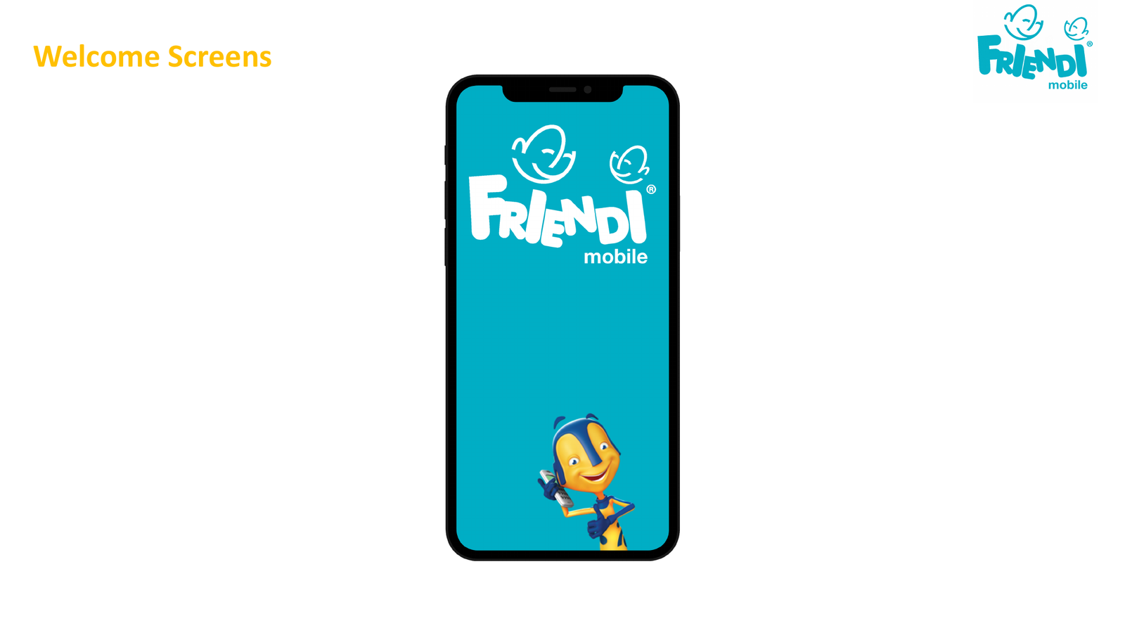 Friendi Mobile welcome screens